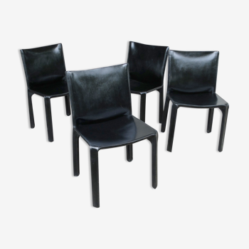 Vintage CAB 412 chairs, Mario Bellini design for Cassina, set of 4