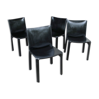 Vintage CAB 412 chairs, Mario Bellini design for Cassina, set of 4