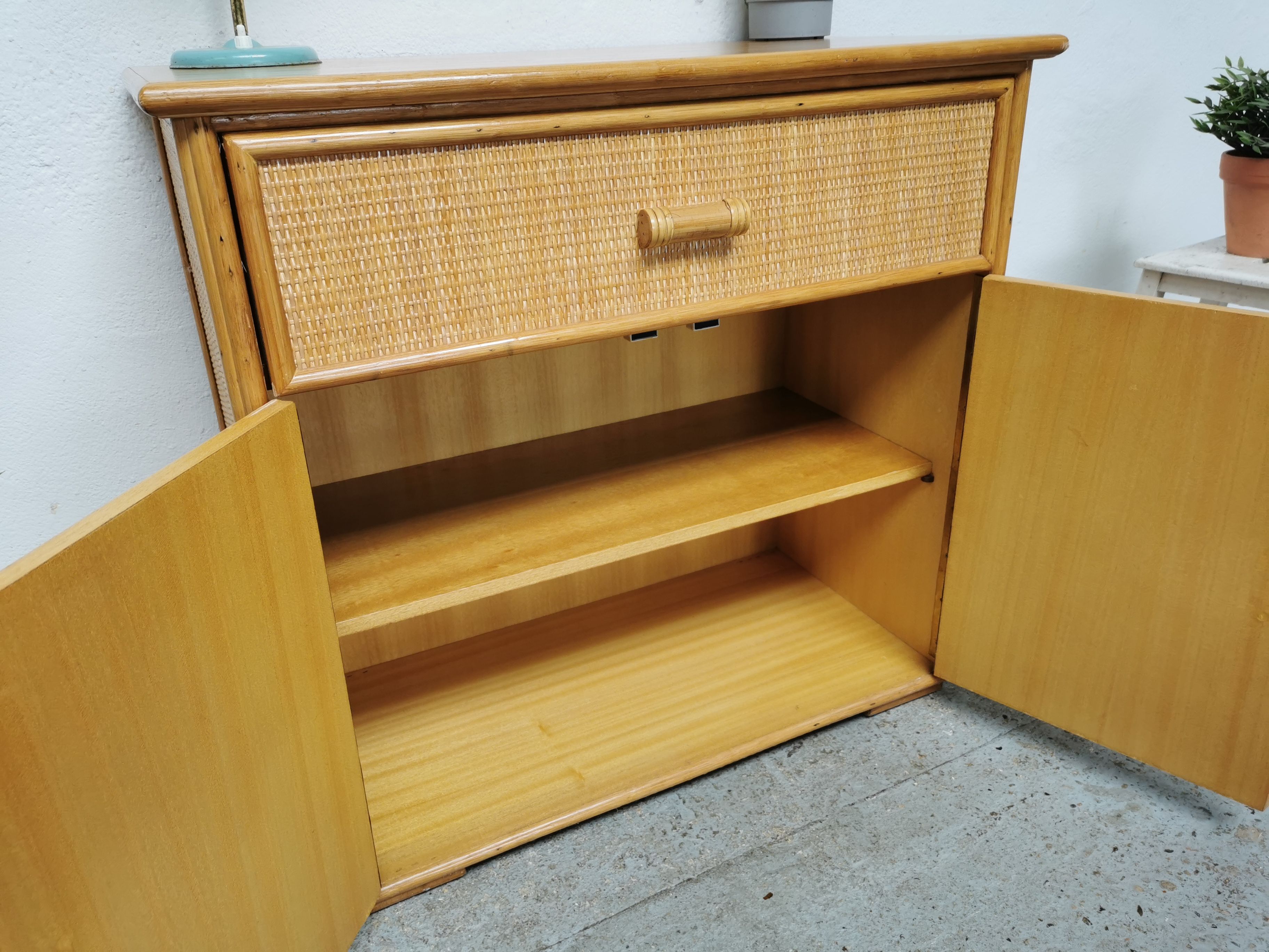 Roche Bobois vintage rattan sideboard