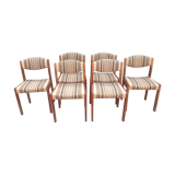 Vintage Scandinavian chairs in fabric and wooden footing.