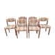 Vintage Scandinavian chairs in fabric and wooden footing.