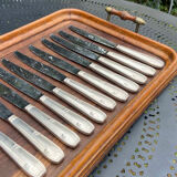 Set of 11 large silver metal knives