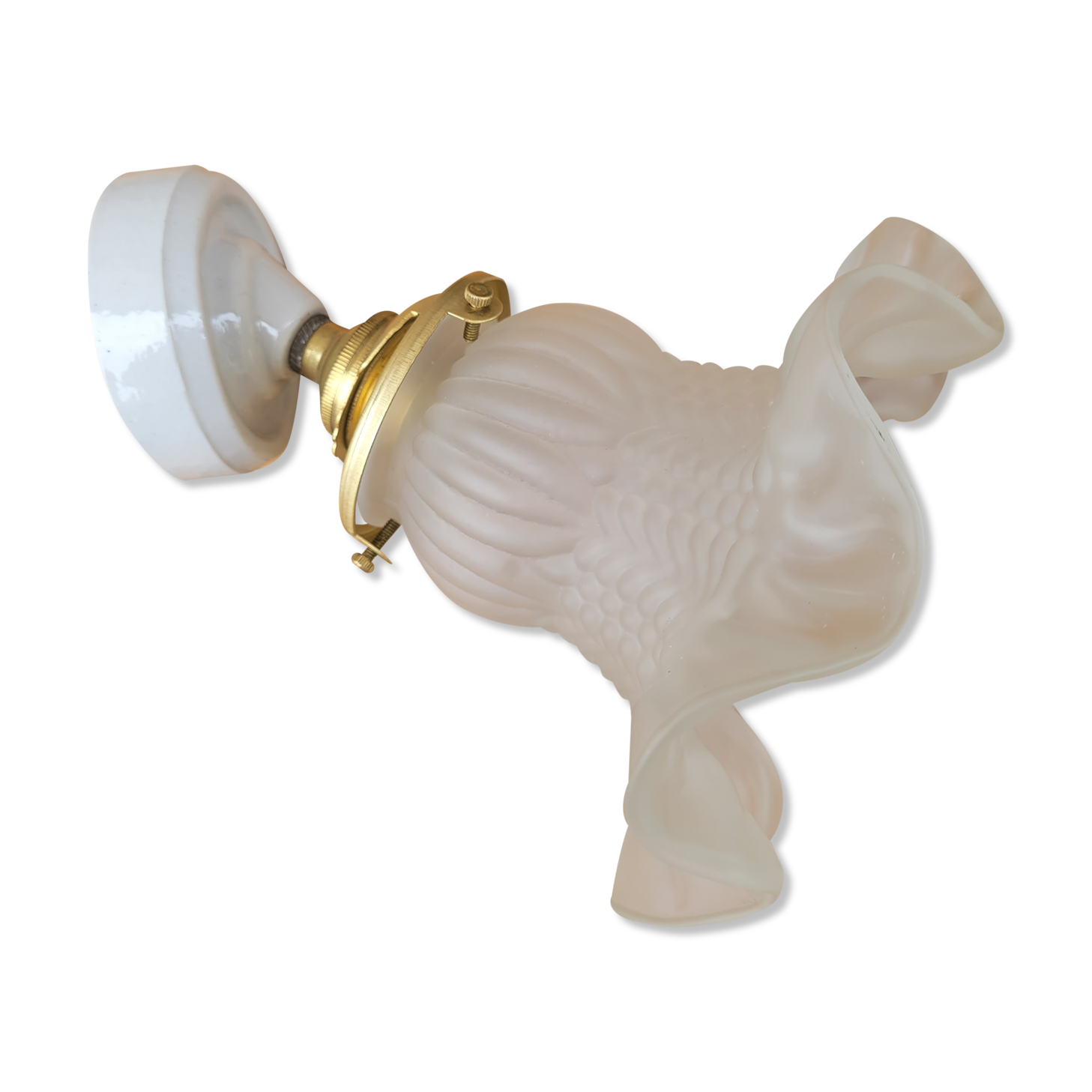 Glass and porcelain tulip sconce