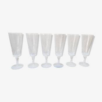 6 flûtes à champagne en cristal d'arc