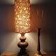 rustic wood lamp, vintage seventies lampshade with floral print
