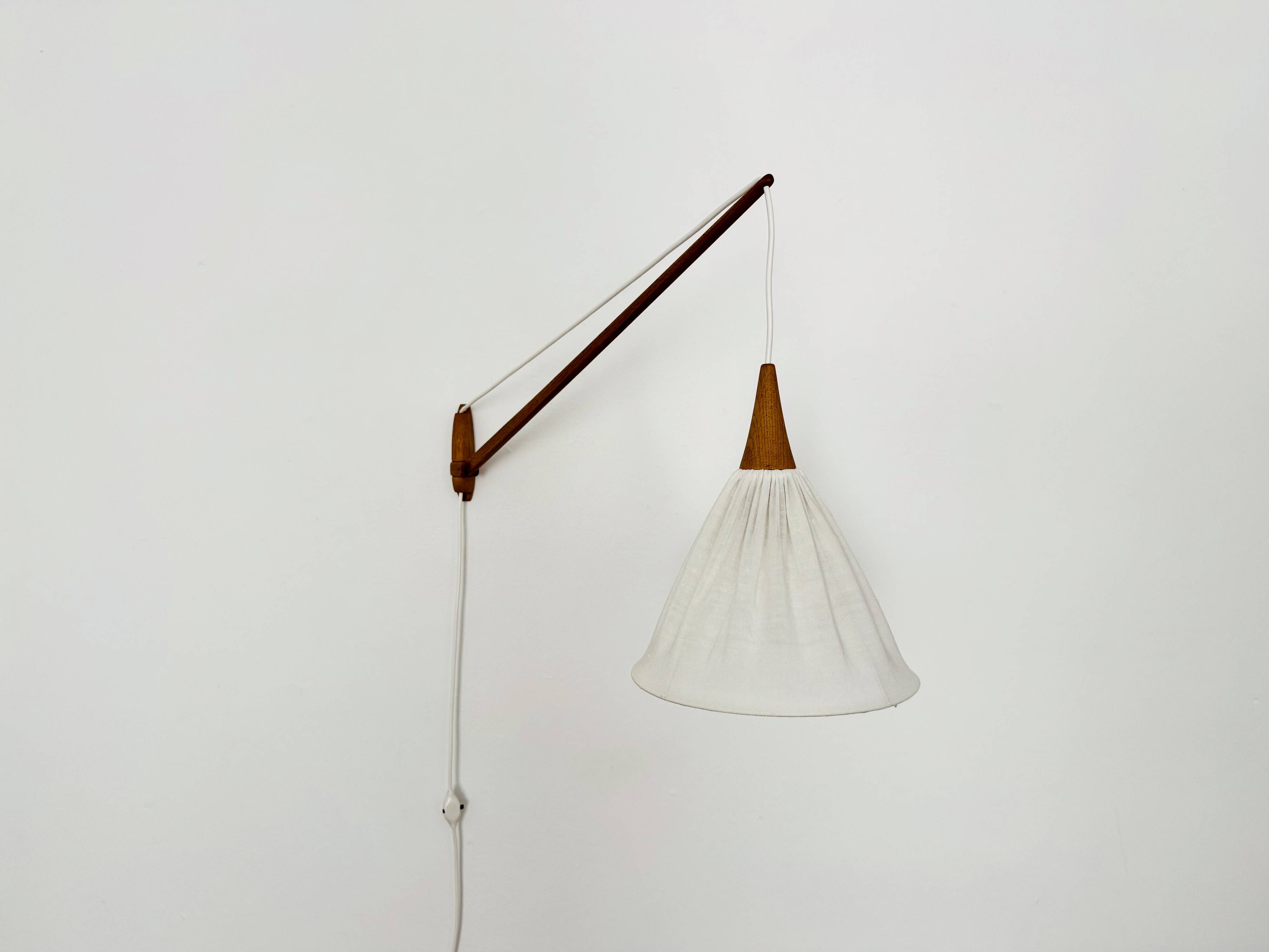 Danish Adjustable Oak Wall Lamp by Uno and Östen Kristiansson