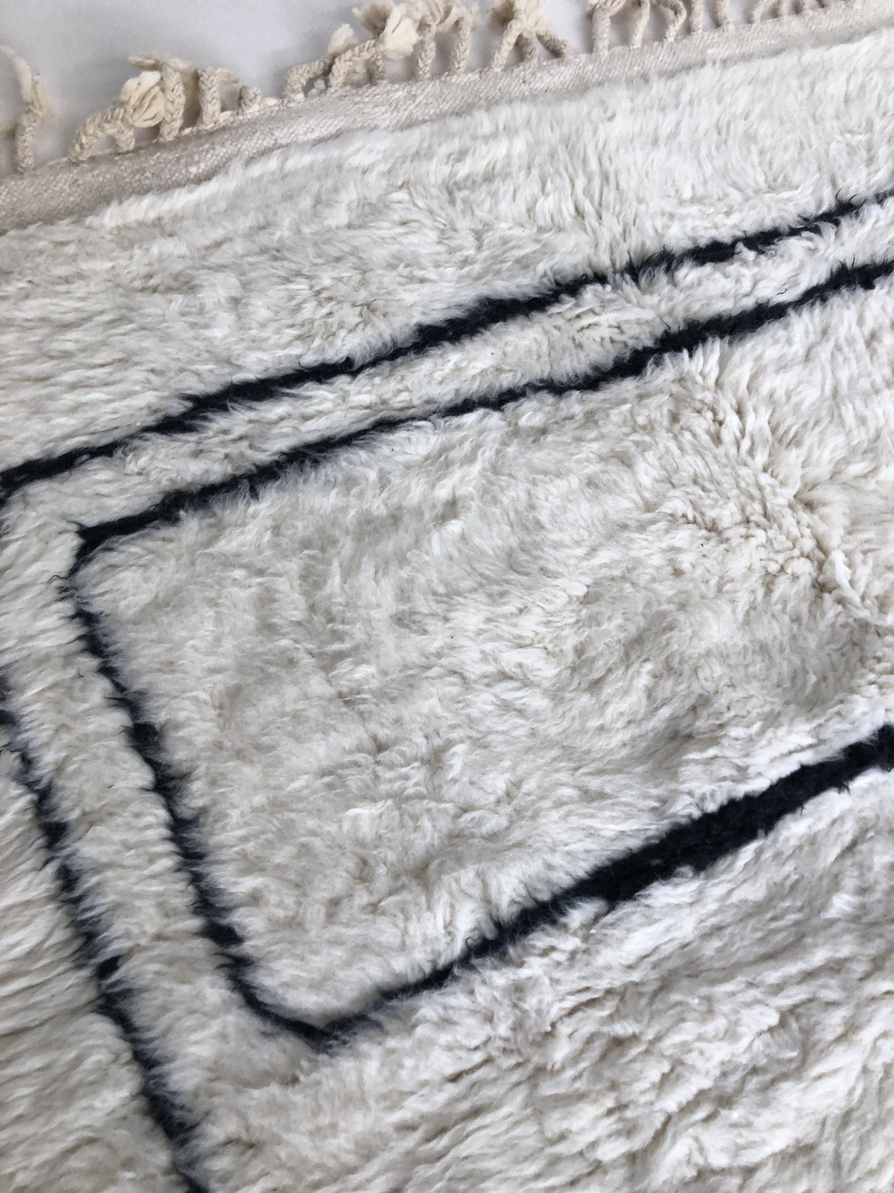 Moroccan Berber carpet Beni Ouarain with black graphic patterns 2.4x1.58m