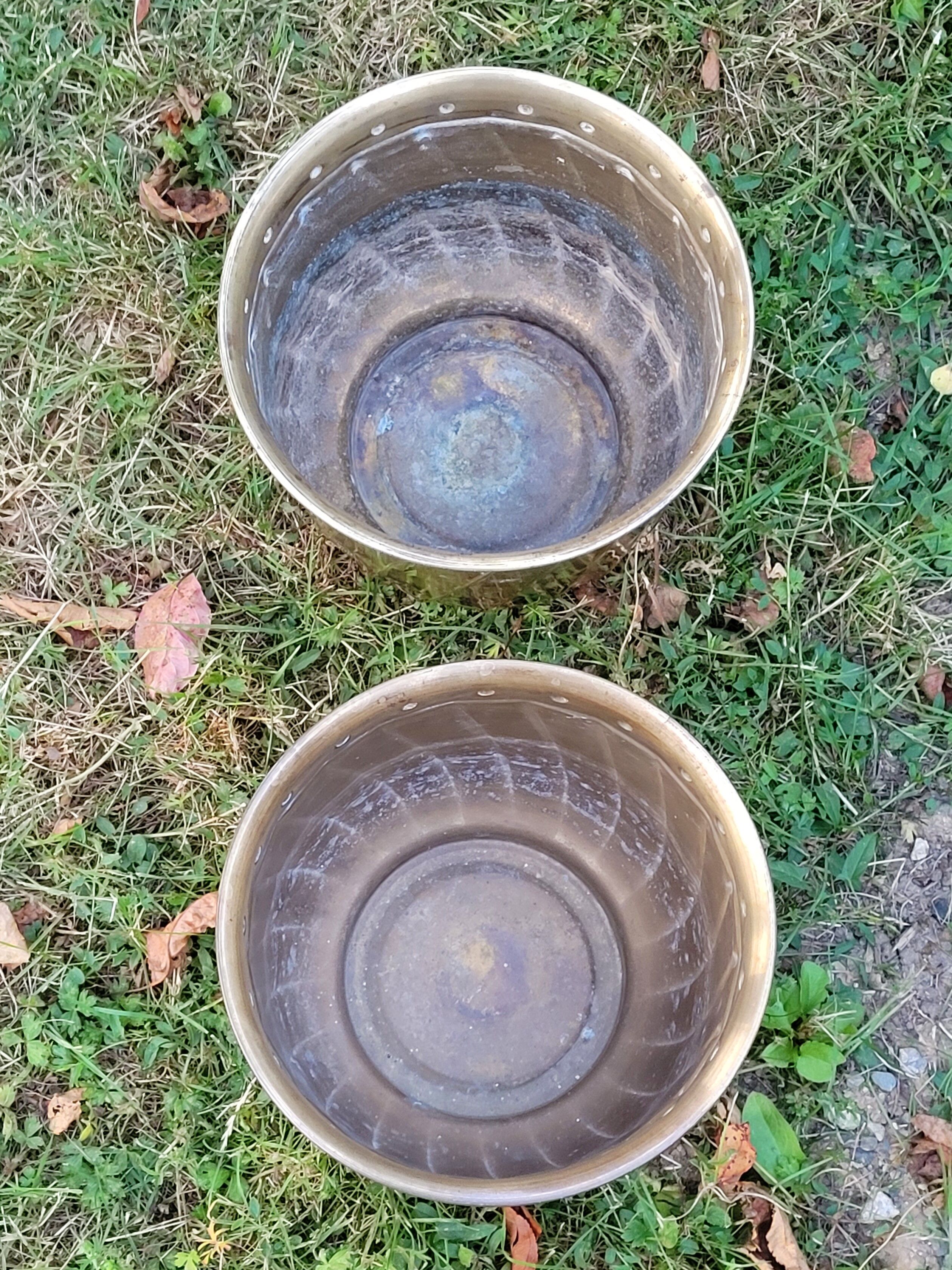 Pair of brass pot cover