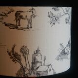 Round lampshade canvas of Jouy black and white