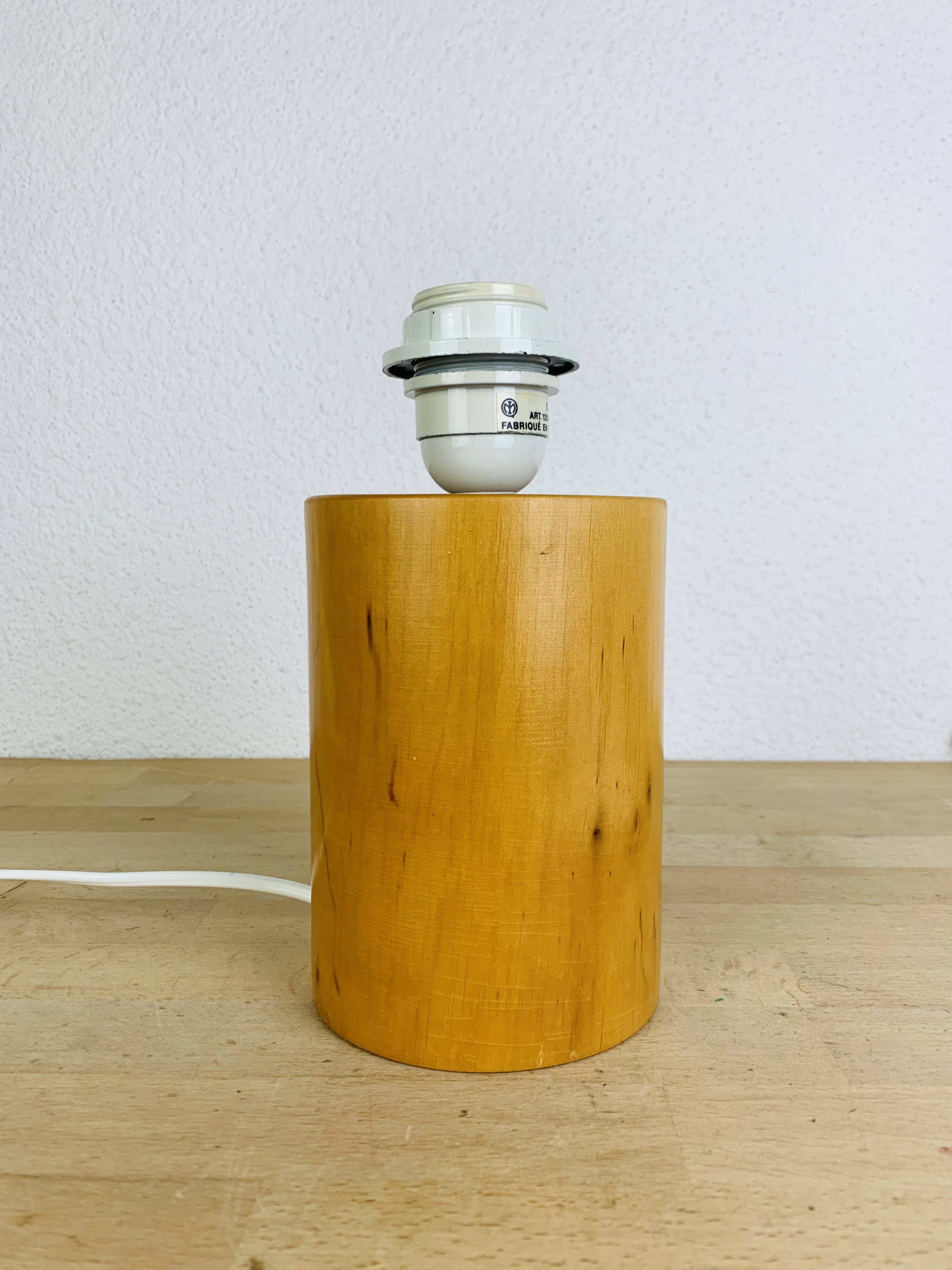 Vintage wooden cylinder lamp by IMT Italy, 1980s