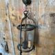 Ancienne suspension lanterne laiton 2 lumières + cylindre verre vintage