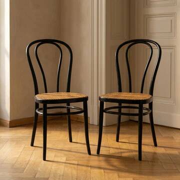 Pair of bentwood chairs, Vienna straw seat by Thonet for Herbatschek, 1960s Poland