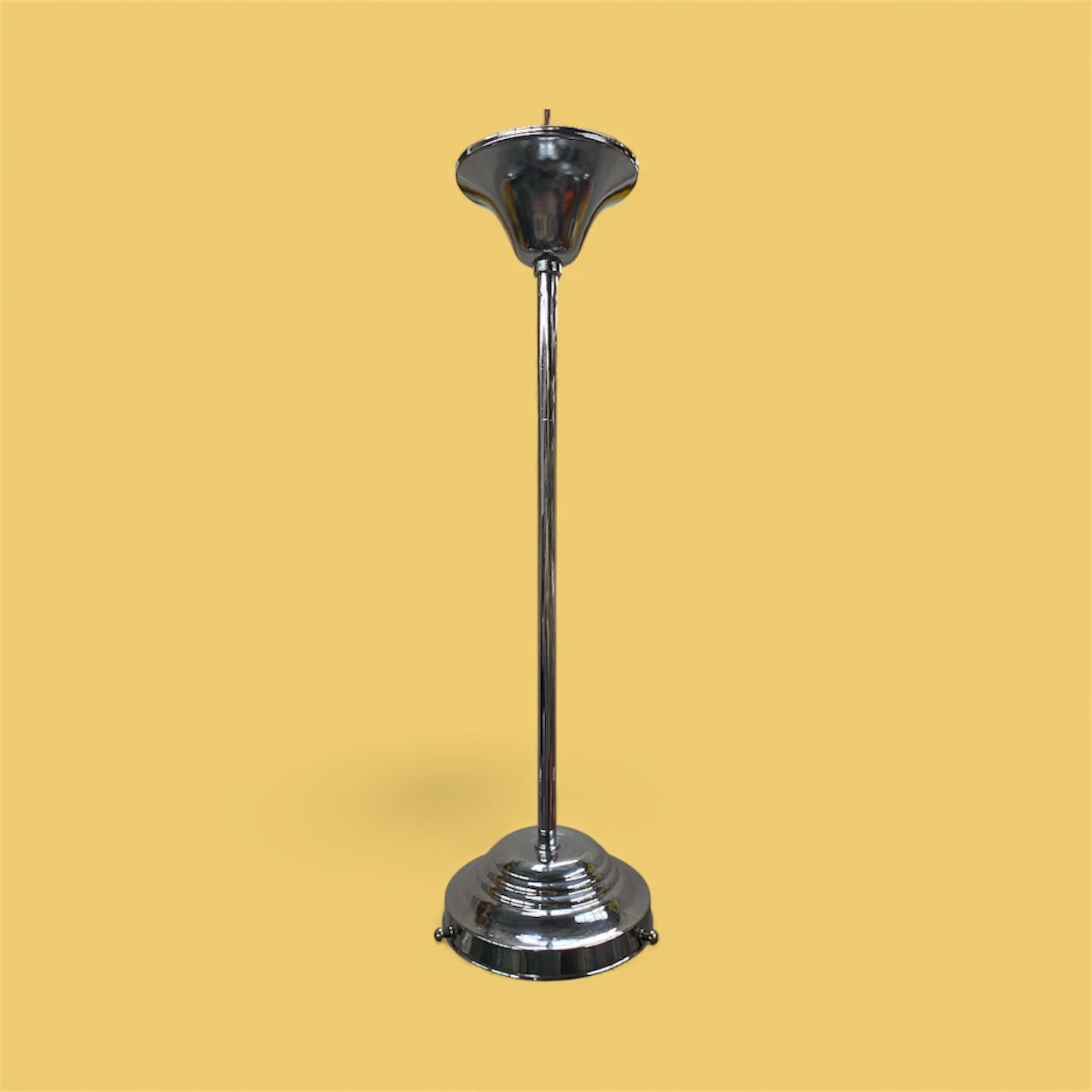 Chrome and transparent conical Art Deco pendant light from the 1930s.