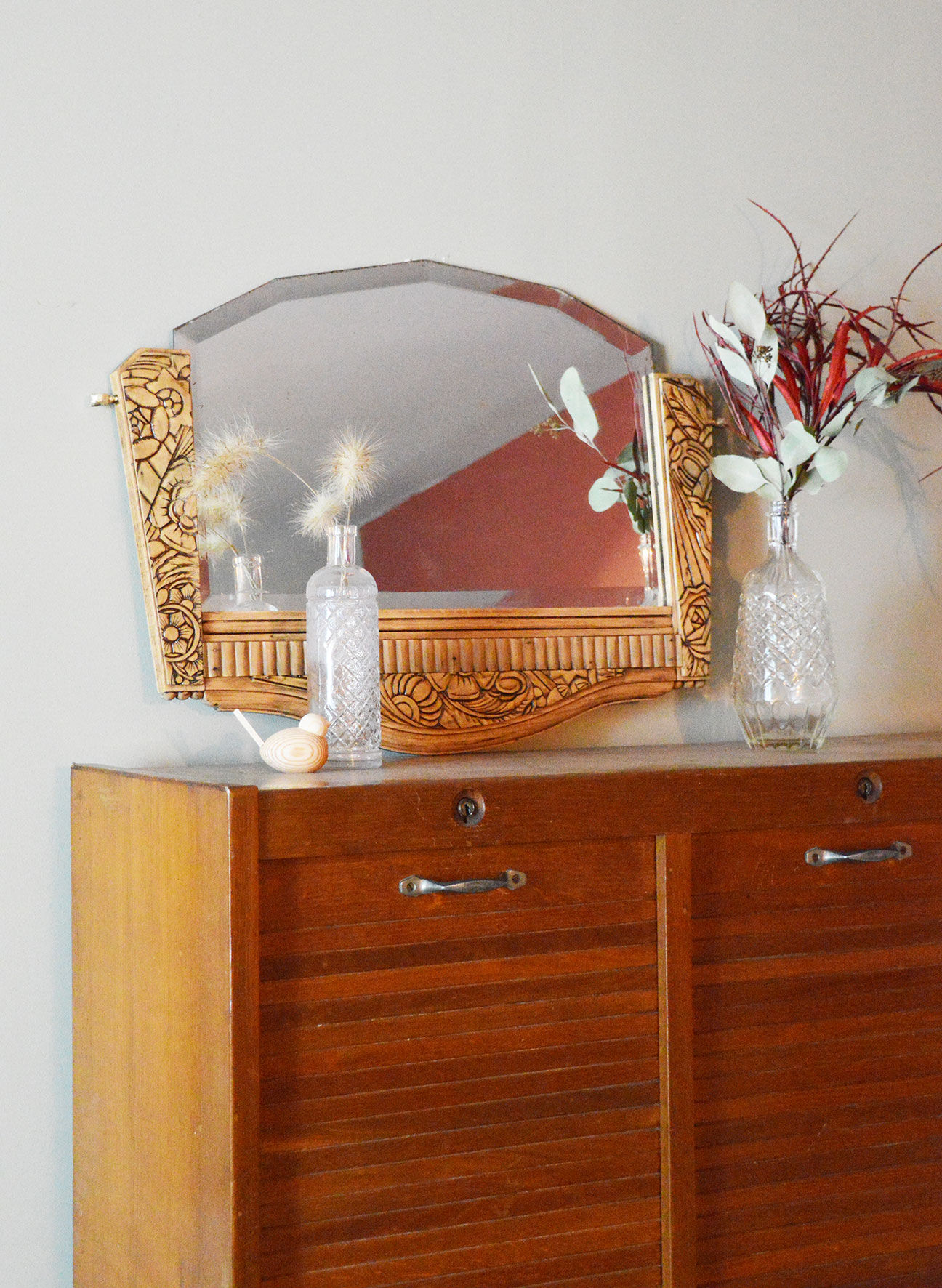 Wood Art Deco mirror