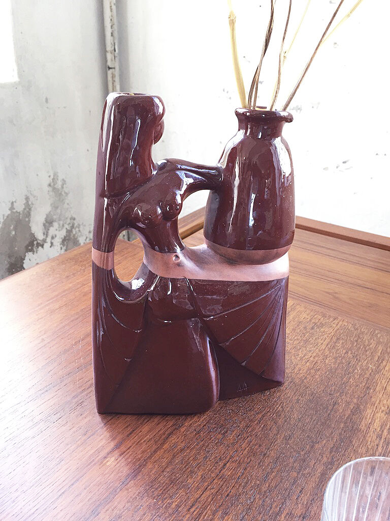 Ceramic pitcher vase polymorphic woman art deco