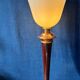 Mazda lamp – mahogany, copper and opaline – 1930s