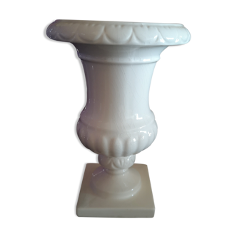 Medici vase in white earthenware Gien 1960s