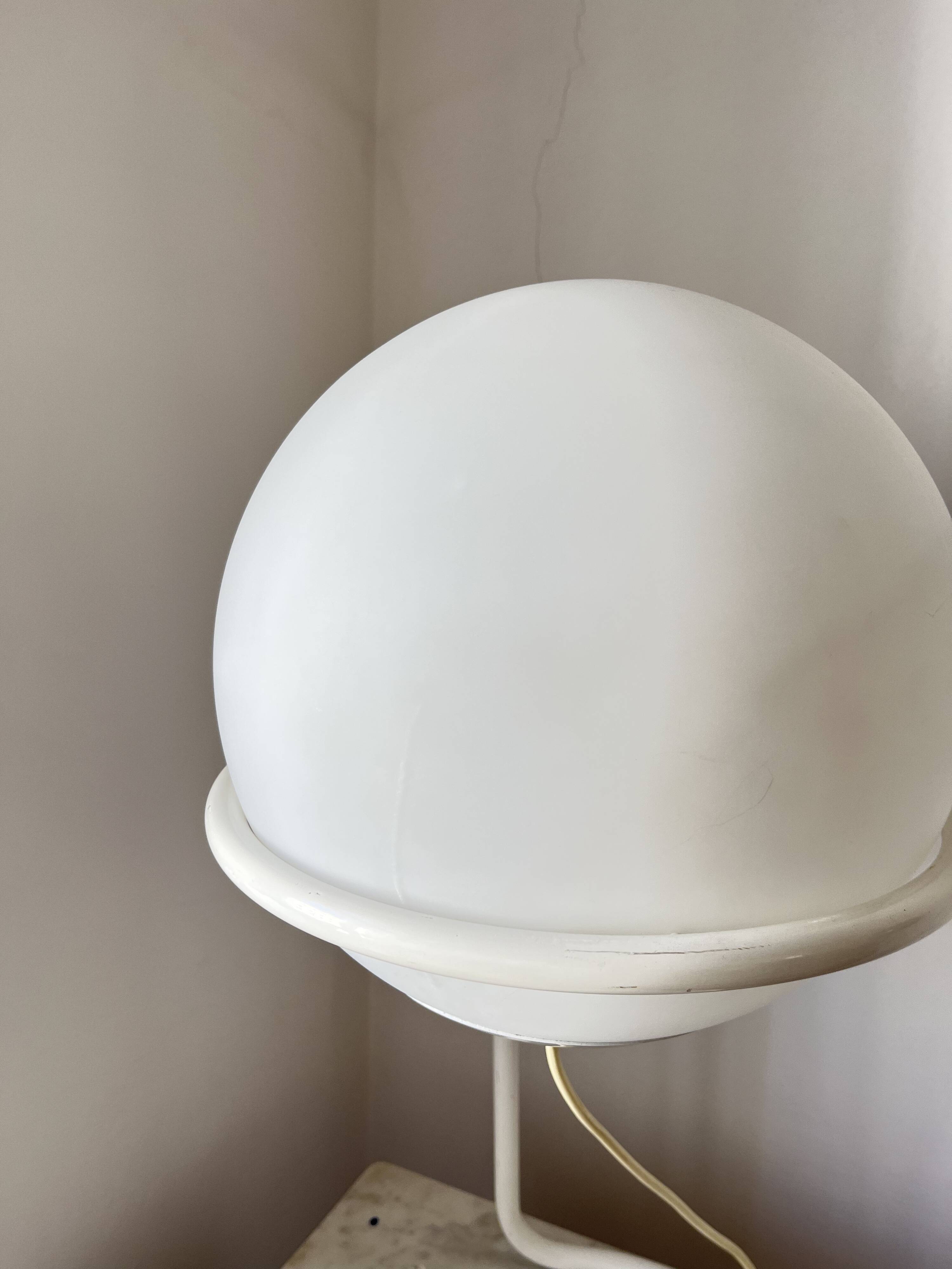 Vintage Postmodern Table Lamp by Glashütte Limburg – White Glass Globe