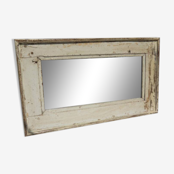 Miroir Bois Vieux Teck Patine Blanc Casse