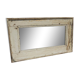 Old Teak Wood Mirror Off-White Patina