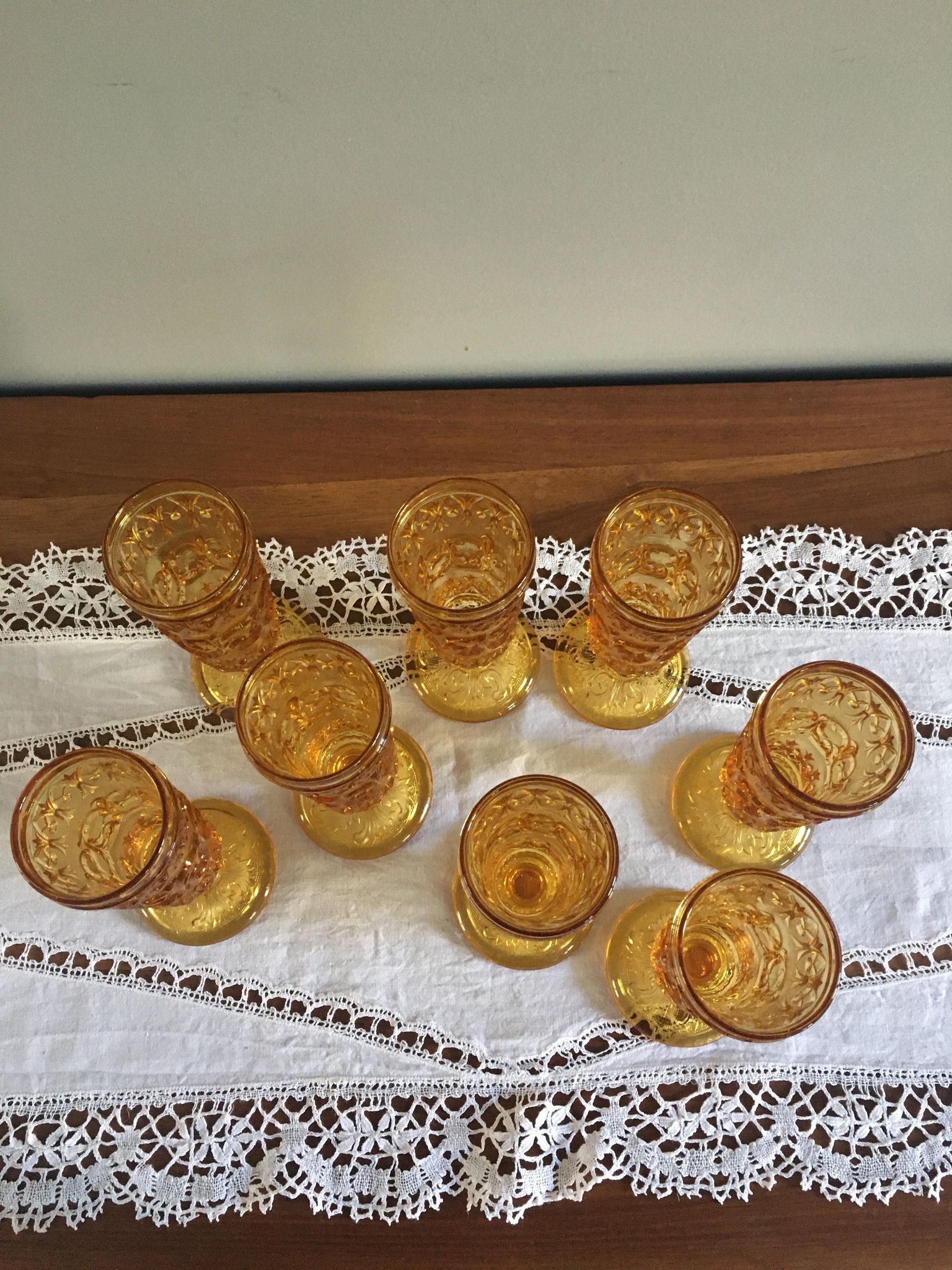 Old flutes in molded glass, pressed