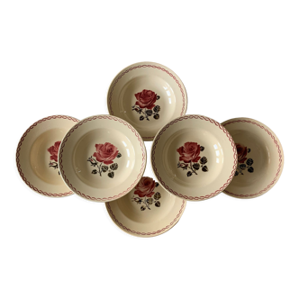 6 assiettes creuses anciennes en faïence de Badonviller