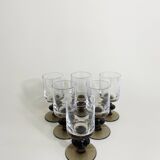 6 Smoked Stemmed Wine Glasses
