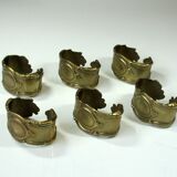 6 solid brass napkin holder, napkin rings, vintage from the 1960s, in original box