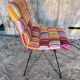 Chair Design Black Metal Base + Multicoloured Fabric Cushion Seat