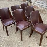6 art deco chairs with leather seats