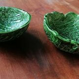 Pair of cabbage leaf-shaped serving bowls