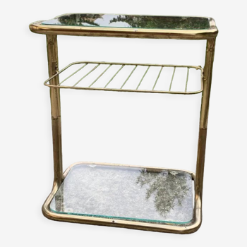 Brass and glass side table, italy, 1970s