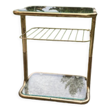 Brass and glass side table, italy, 1970s