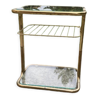 Brass and glass side table, italy, 1970s