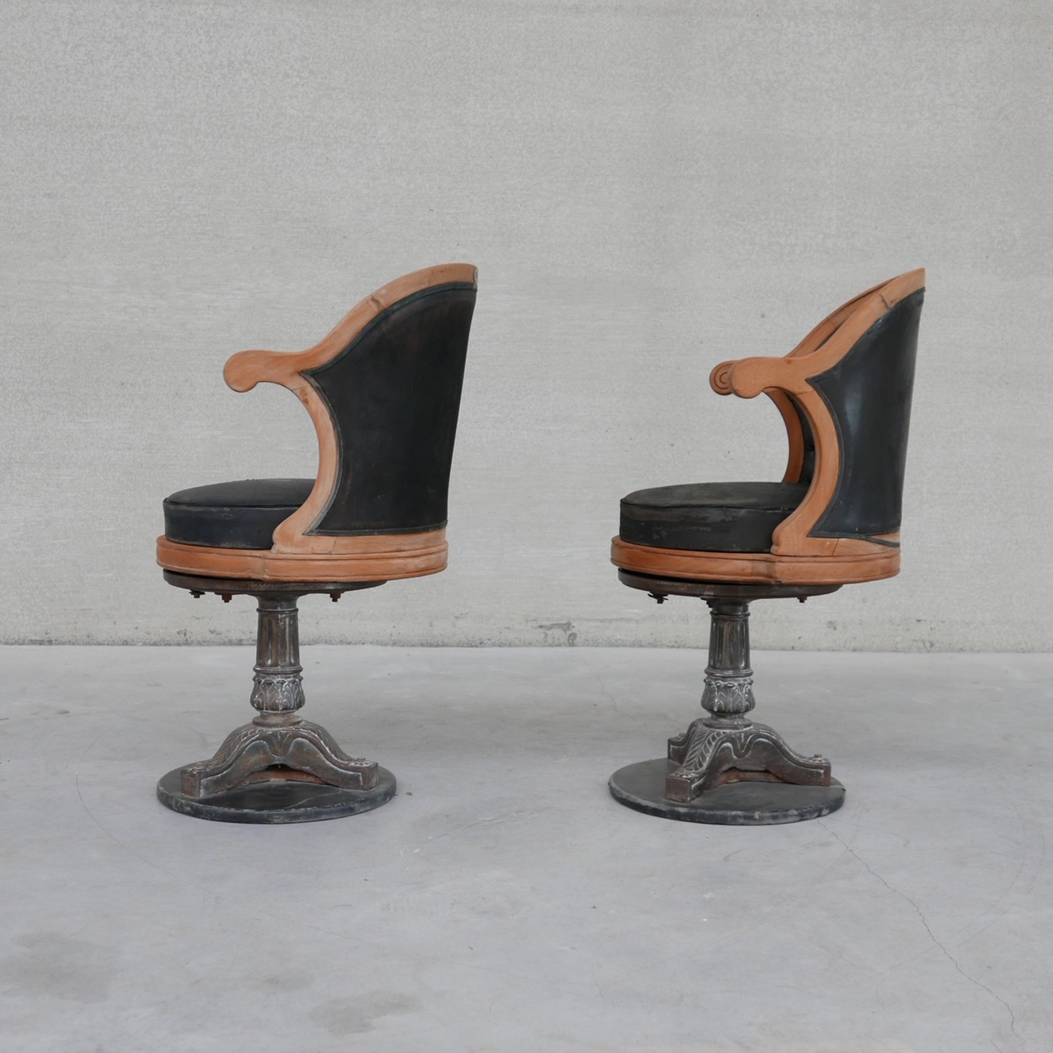 Pair of antique 'captain's" swivel office chairs