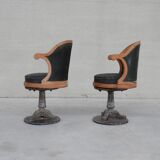 Pair of antique 'captain's" swivel office chairs