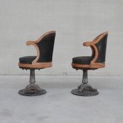 Pair of antique 'captain's" swivel office chairs