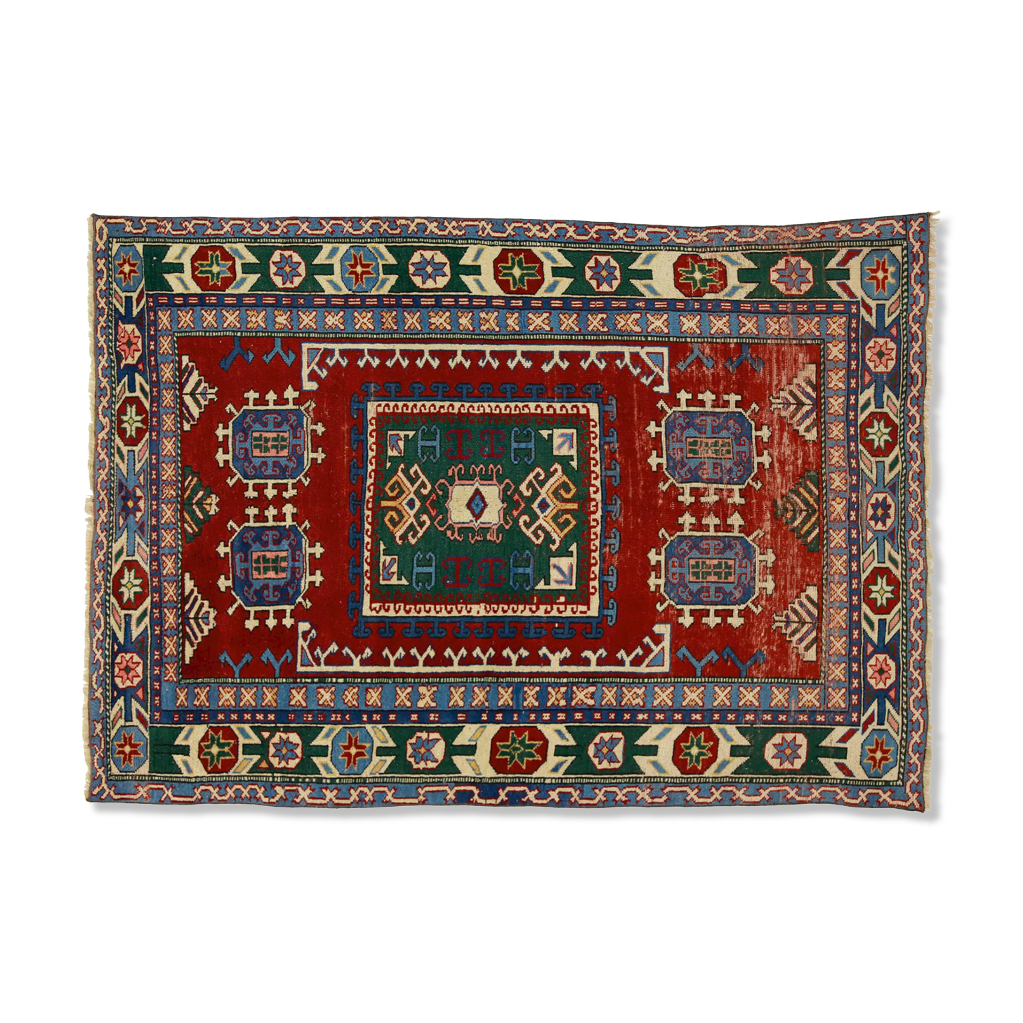 Anatolian handmade vintage rug 185 cm x 132 cm