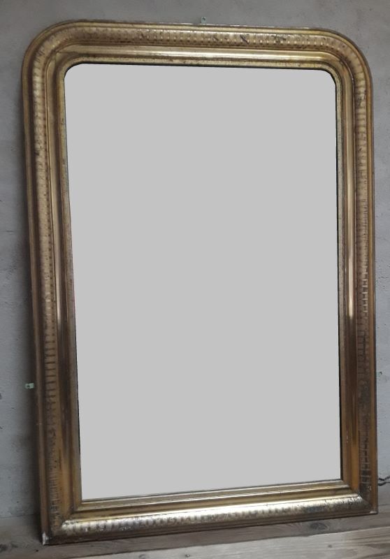 Golden Louis Philippe mirror H122xW84cm with gilded motifs.