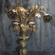 Pair of bronze and gold metal floral wall sconces, flower wall lamp.