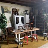 6 carved wooden chairs with cane seats