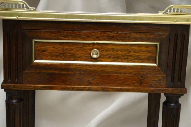 Pair of Louis XVI Style Nightstands with White Carrara Marble