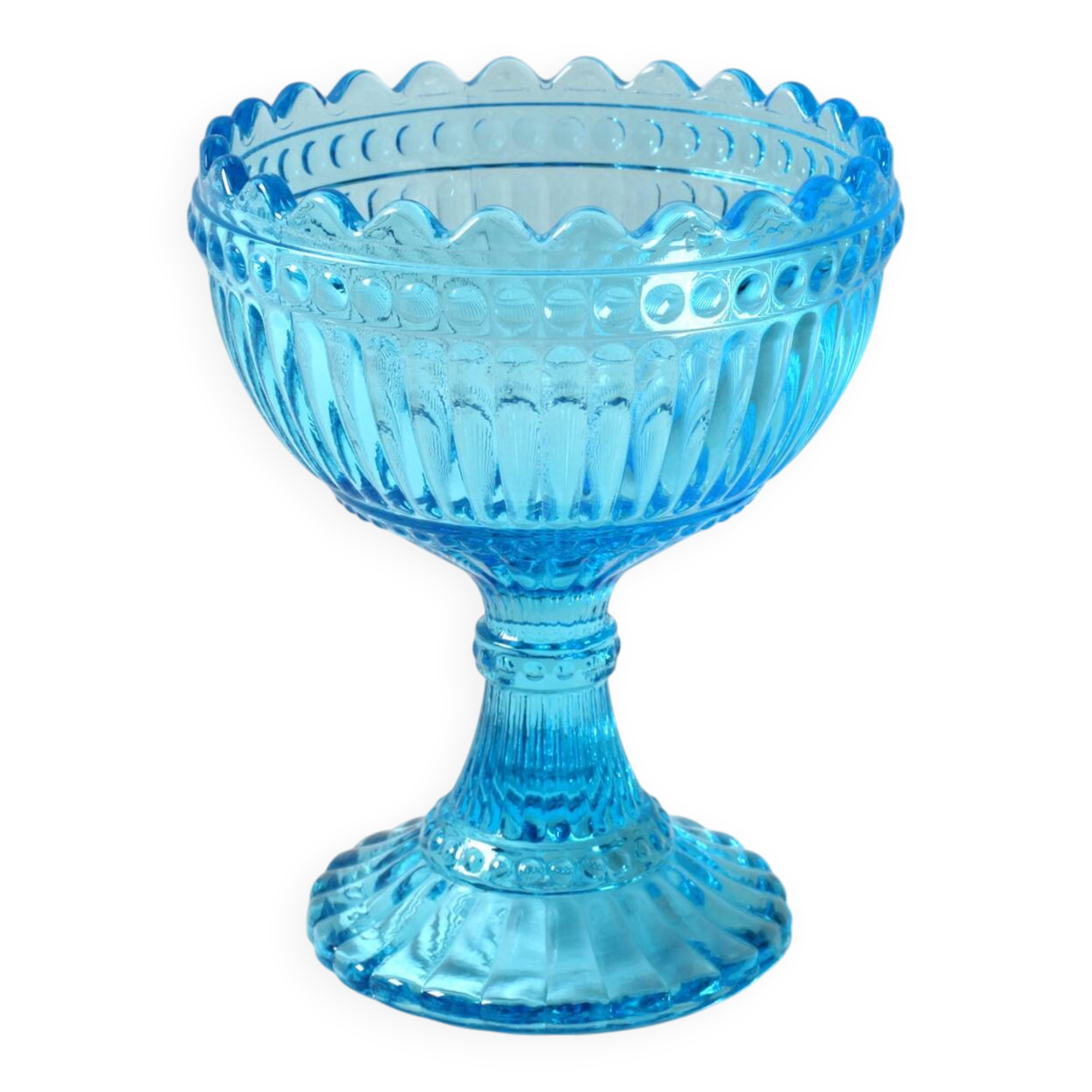 Vintage Iittala Marimekko Aqua Blue Pedestal Bowl - Finnish Design
