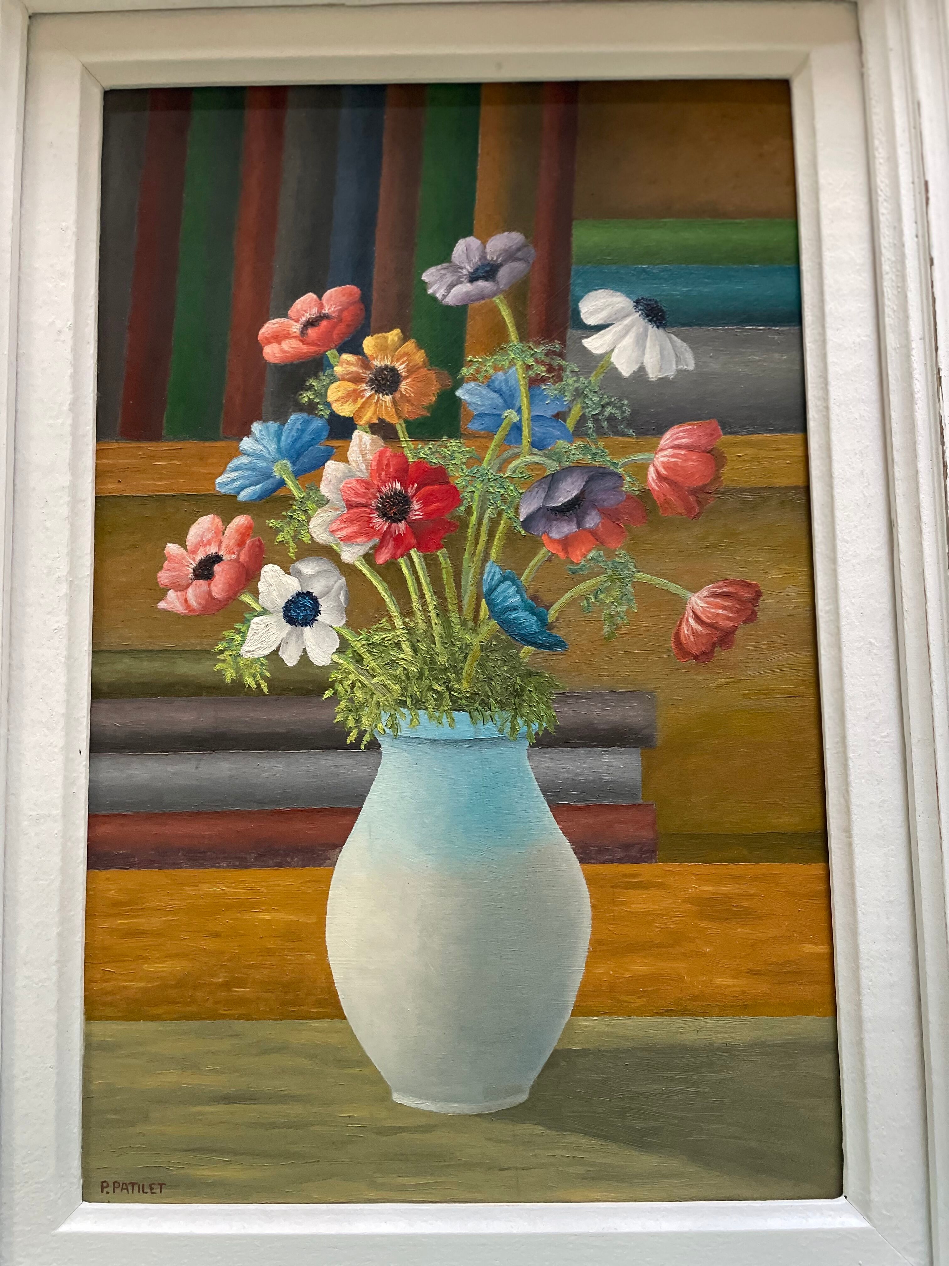 Old painting bouquet of anemones