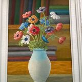 Old painting bouquet of anemones