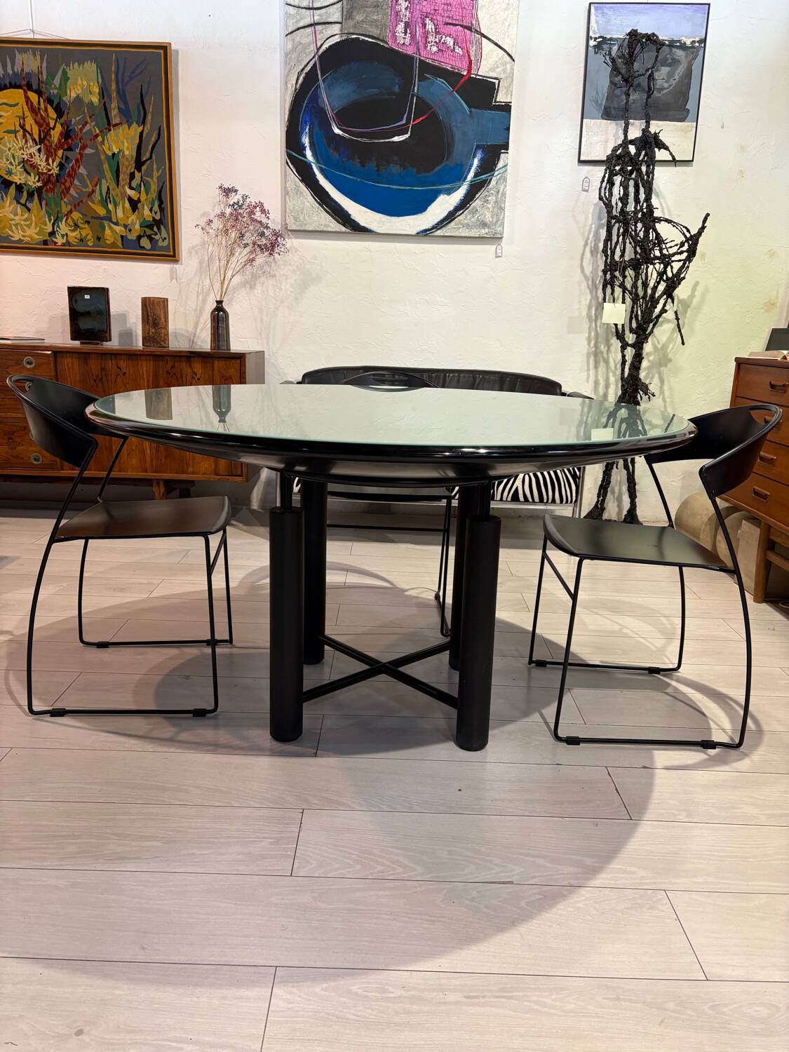 Glass dining table, 1980