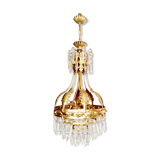 Midcentury gold gilded chandelier