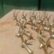 Solid brass knife holder gazelle antelope