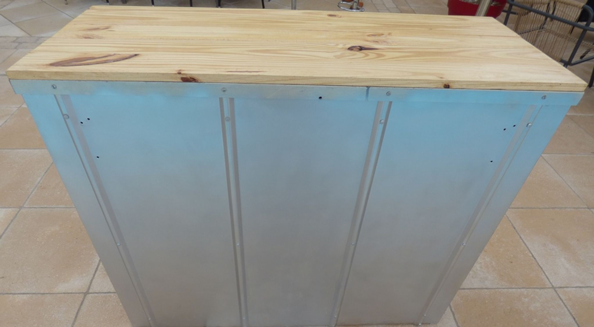 Industrial low metal furniture goes everywhere with wood top