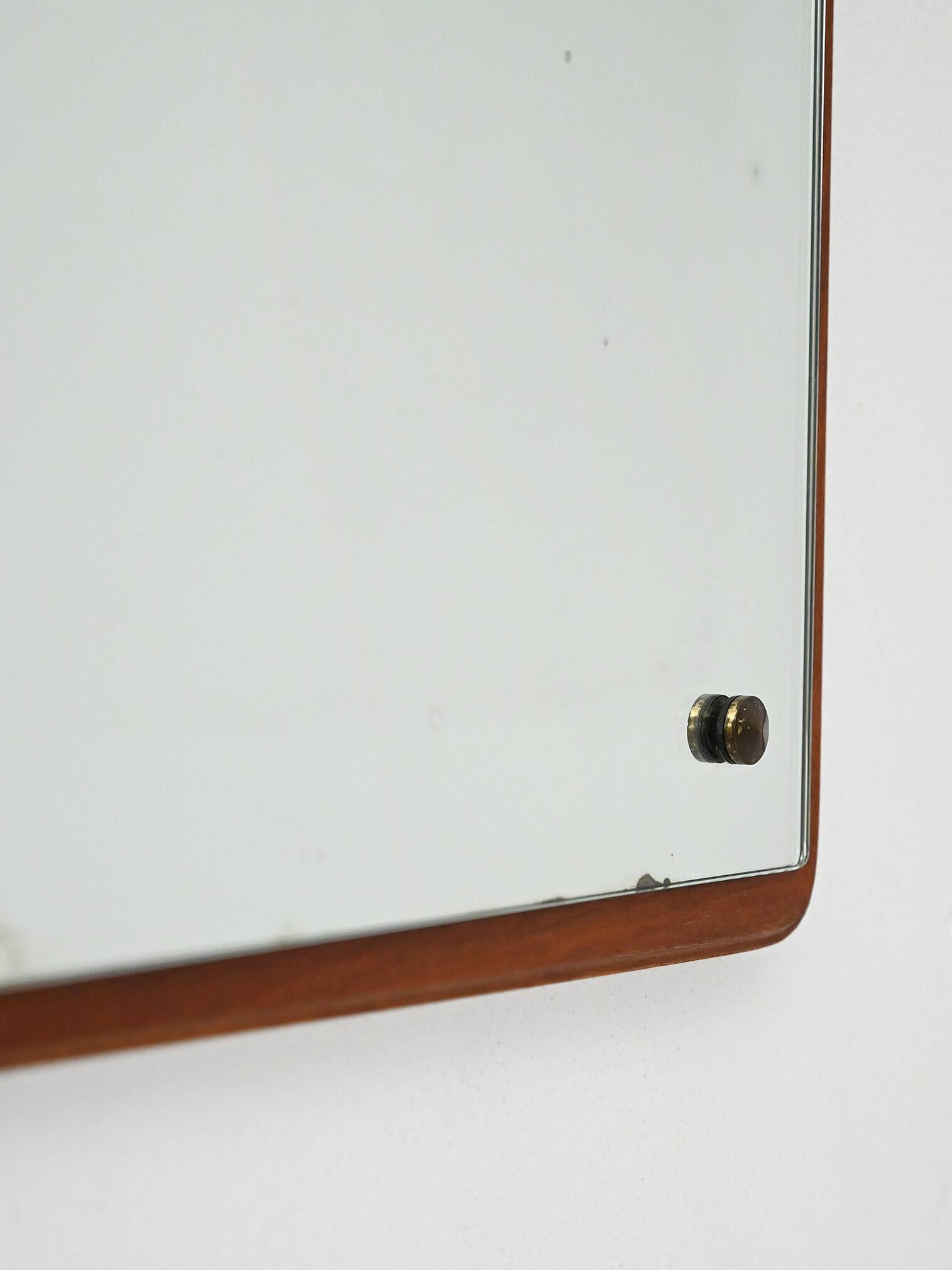 Scandinavian square teak mirror from the 1960s–70s